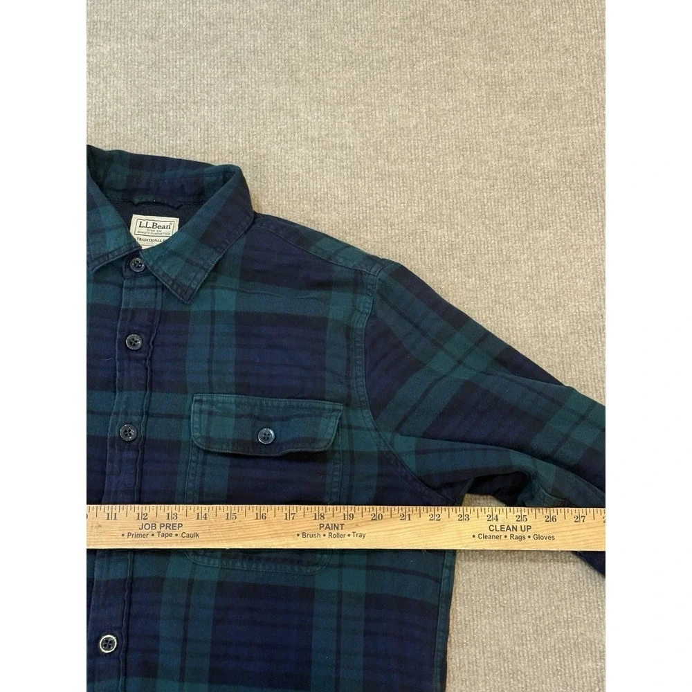 LL Bean Plaid Flannel Shacket Warm Fleece Lined Traditional Fit Mens Sz Medium M